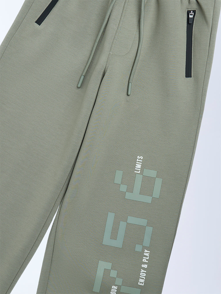 Y&F Kids Boys Sage Printed Mid-Rise Pants