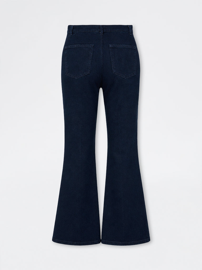 LOV Dark Blue Flared High-Rise Jeans