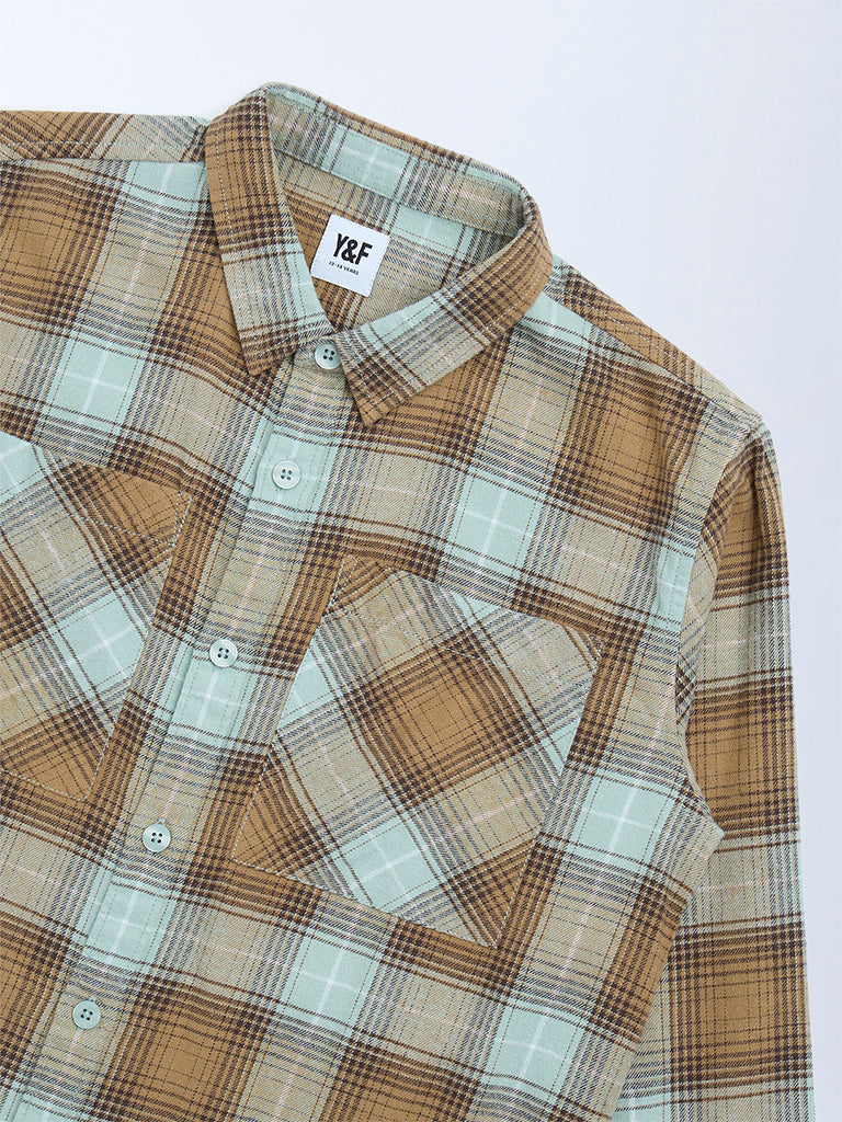 Y&F Kids Boys Multicolour Checks Pattern Cotton Shirt