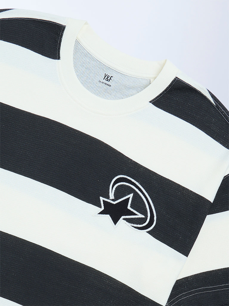 Y&F Kids Boys Black Striped T-Shirt