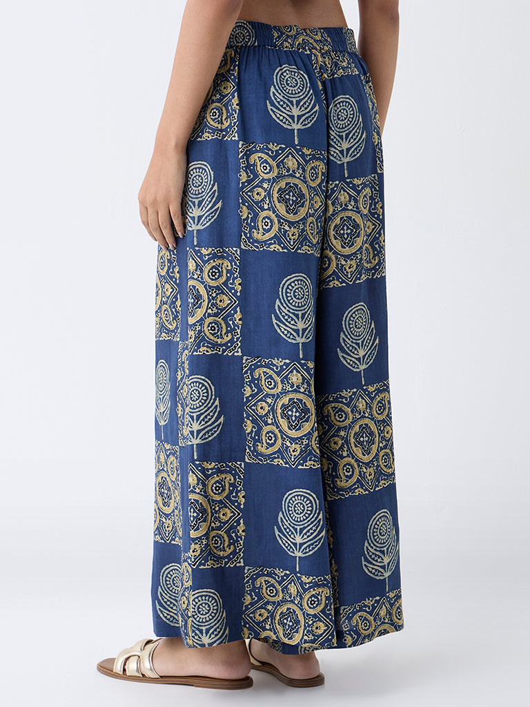 Utsa Blue Printed Palazzos