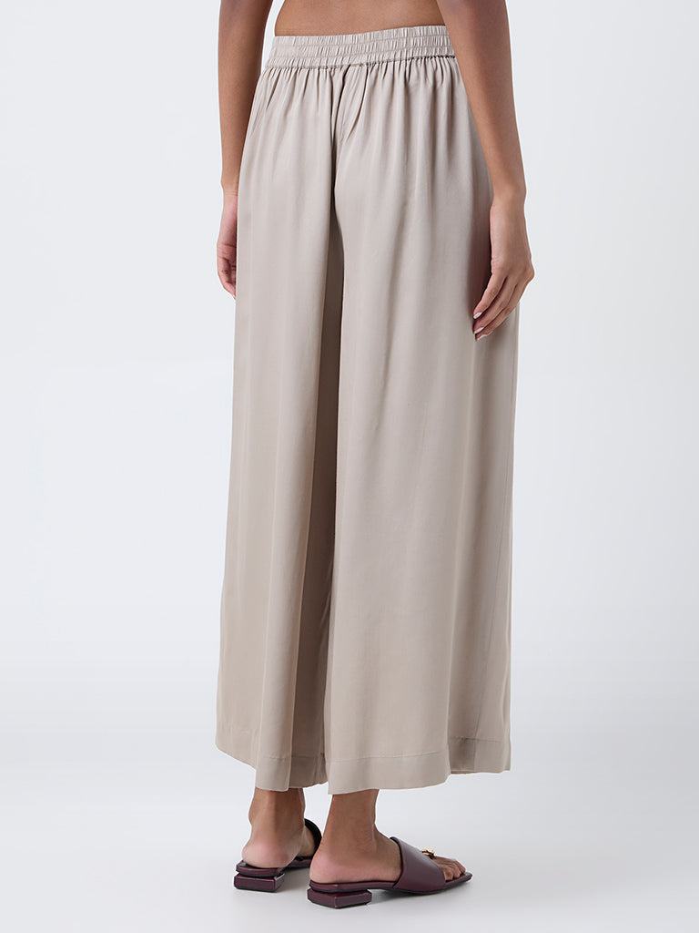 Zuba Taupe Solid Palazzos