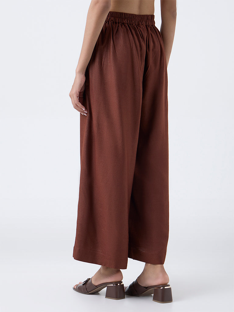 Zuba Brown Solid Palazzos