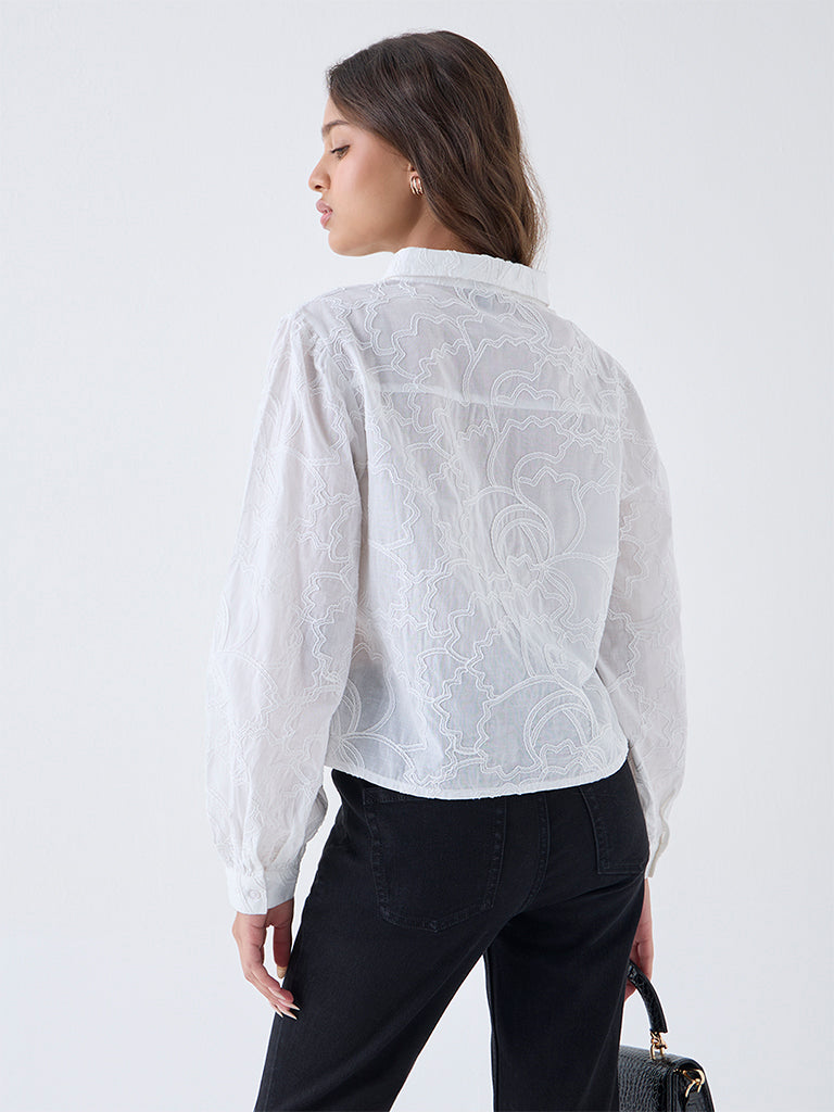 LOV White Embroidered Cotton Shirt