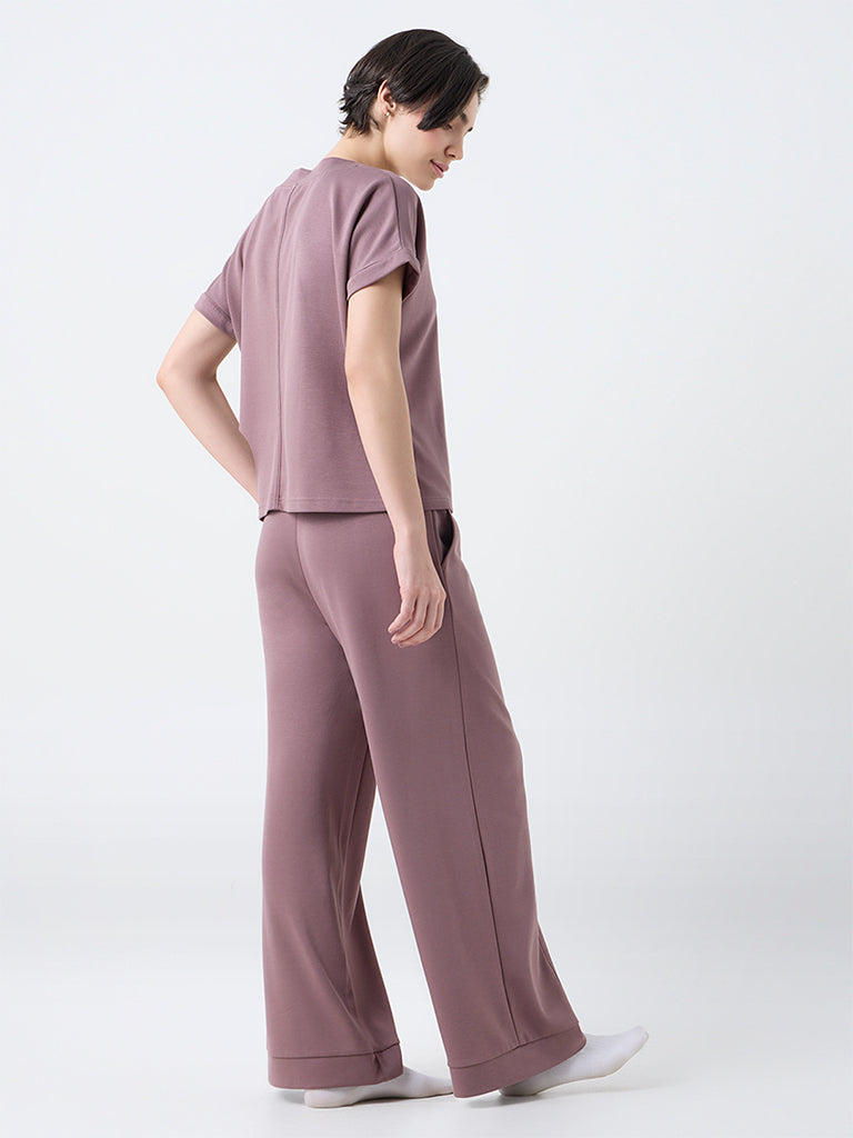 Wunderlove Mauve Solid High-Rise Pants