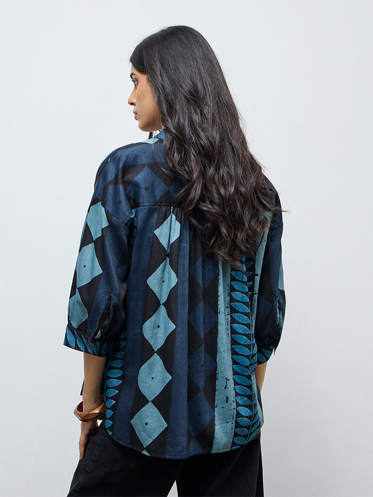Utsa Indigo Botanical Printed Cotton Tunic