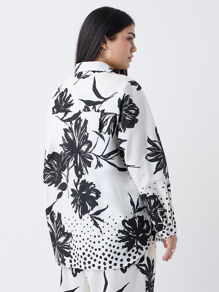 Gia Black Floral Printed Shirt