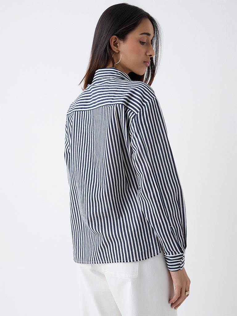 LOV Navy Striped Shirt