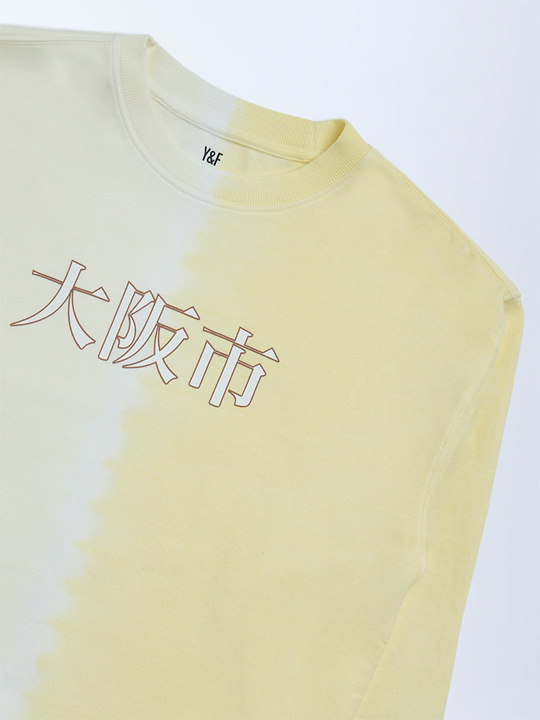 Y&F Kids Boys Yellow Tie-Dye Printed Cotton Sweatshirt