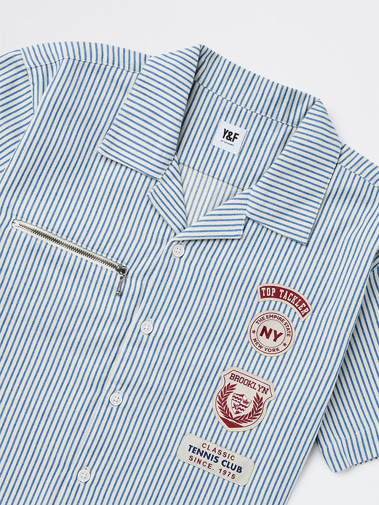 Y&F Kids Boys Blue Striped Shirt