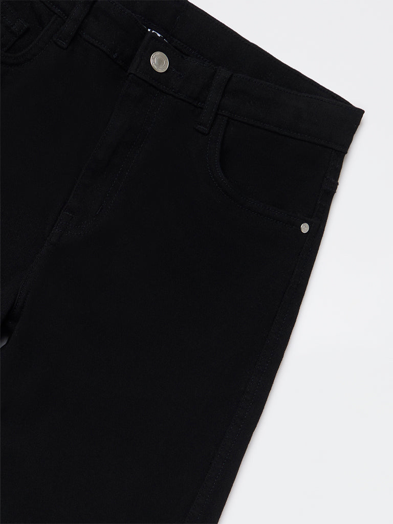 Y&F Kids Girls Black Bootcut High-Rise Jeans