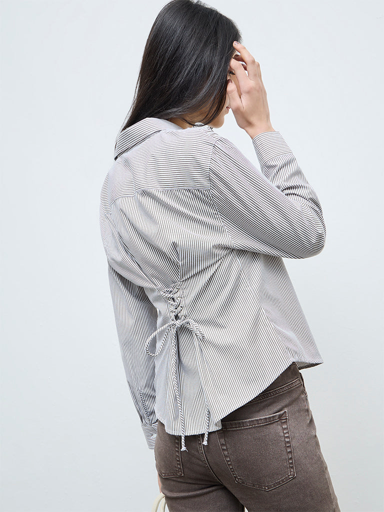 Nuon White Striped Shirt