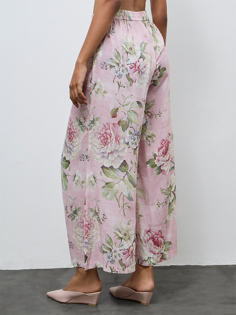 Zuba Pink Floral Palazzos