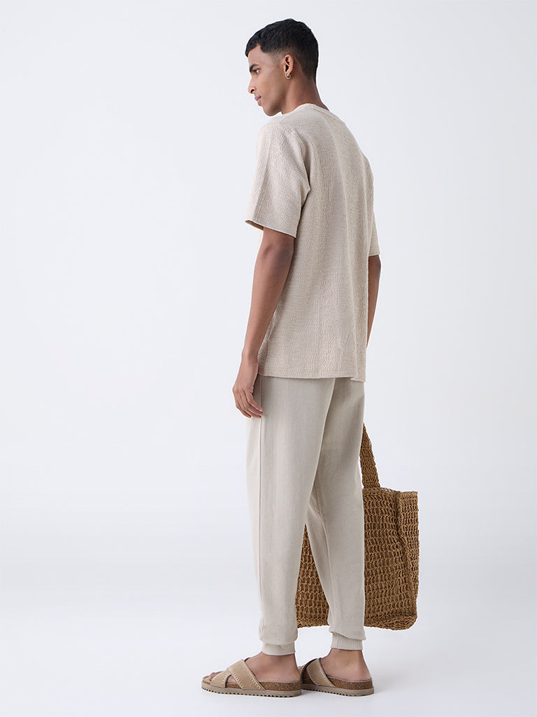 ETA Beige Relaxed-Fit Mid-Rise Cotton-Blend Joggers