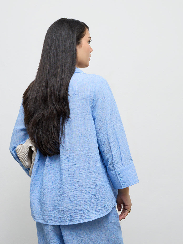 Gia Light Blue Textured Shirt