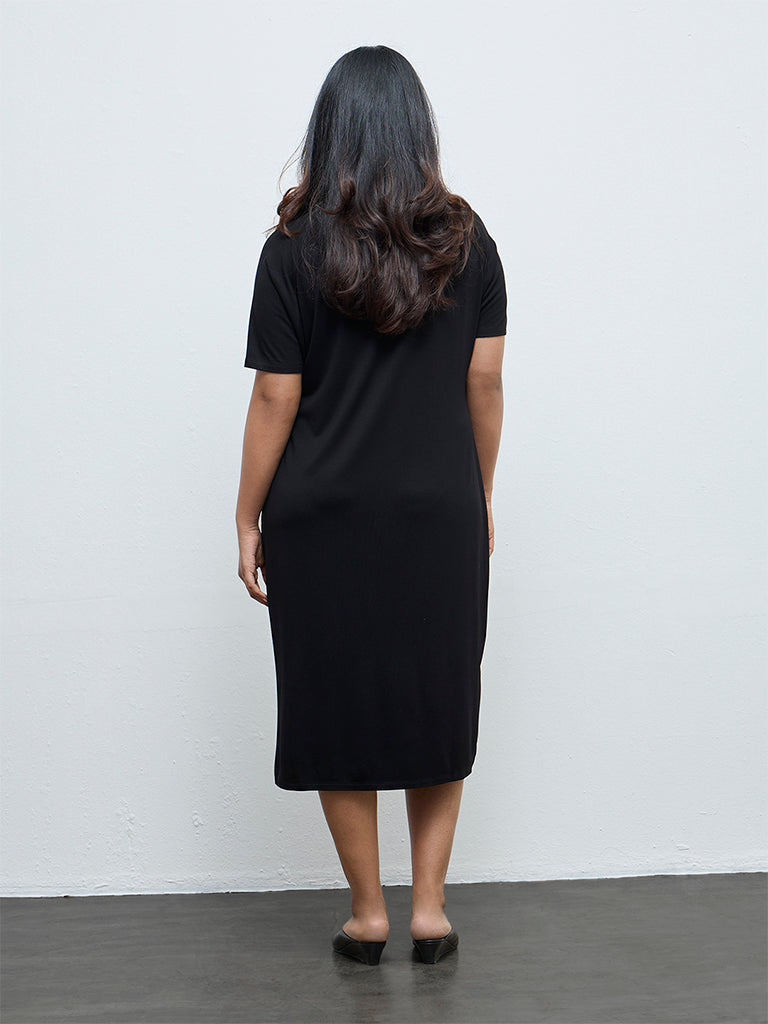 Gia Black Solid A-Line Dress