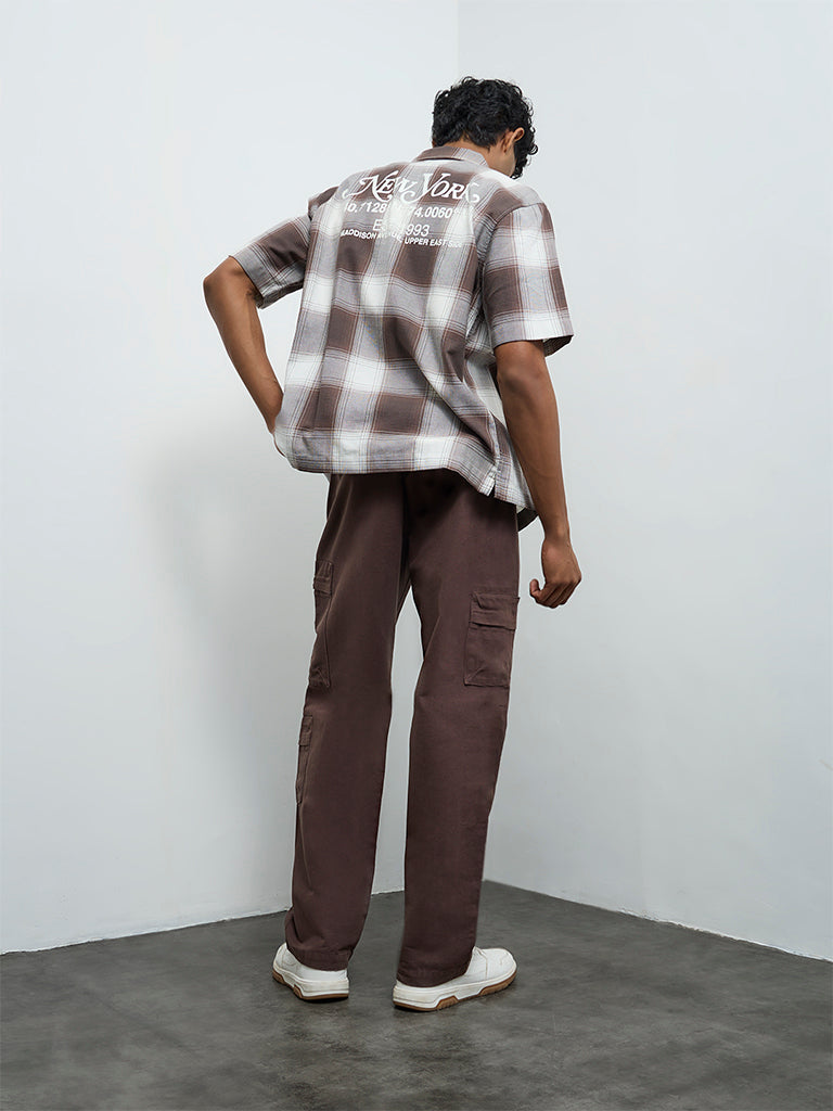 Nuon Brown Relaxed-Fit Mid-Rise Cargo Pants