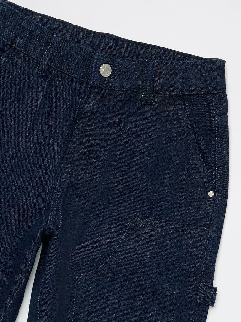 Y&F Kids Boys Dark Blue Straight-Fit Mid-Rise Jeans
