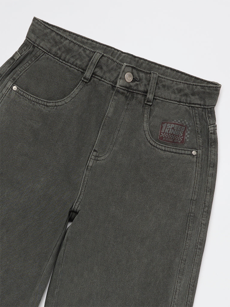 Y&F Kids Boys Charcoal Mid-Rise Jeans