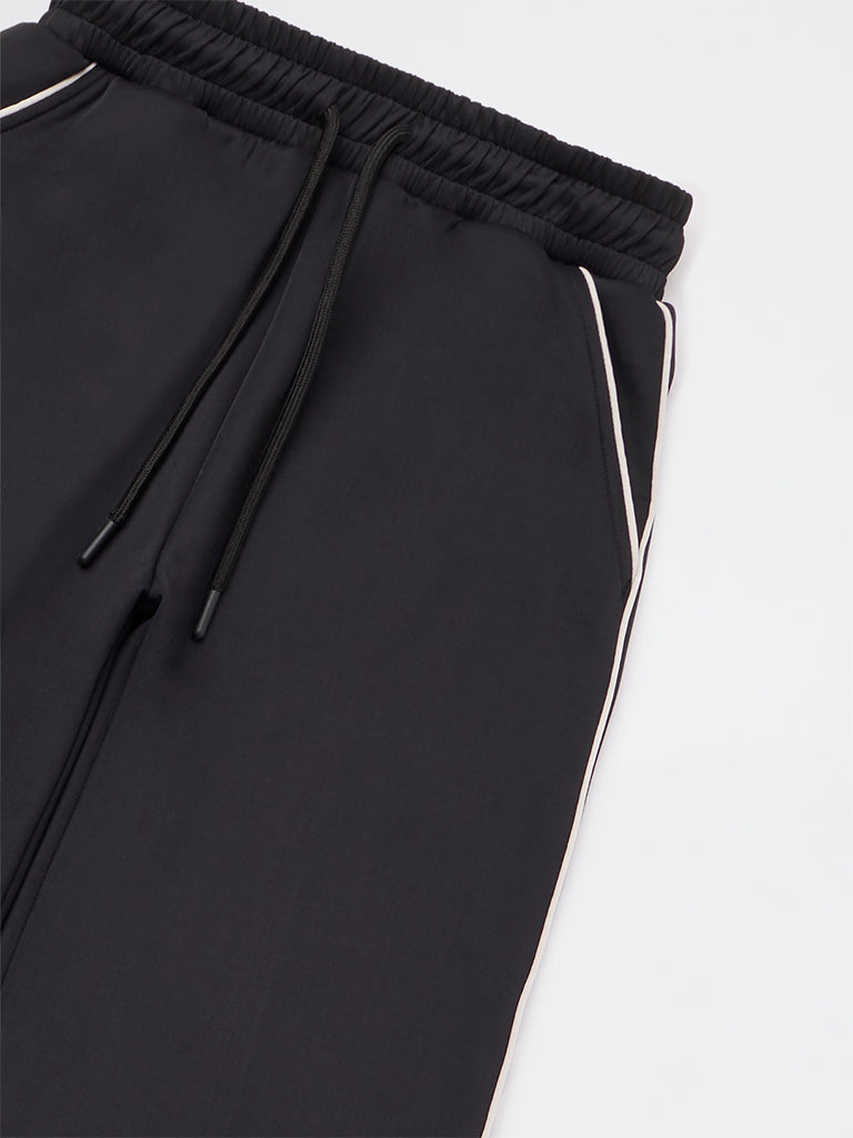 Y&F Kids Girls Black Solid High-Rise Track Pants