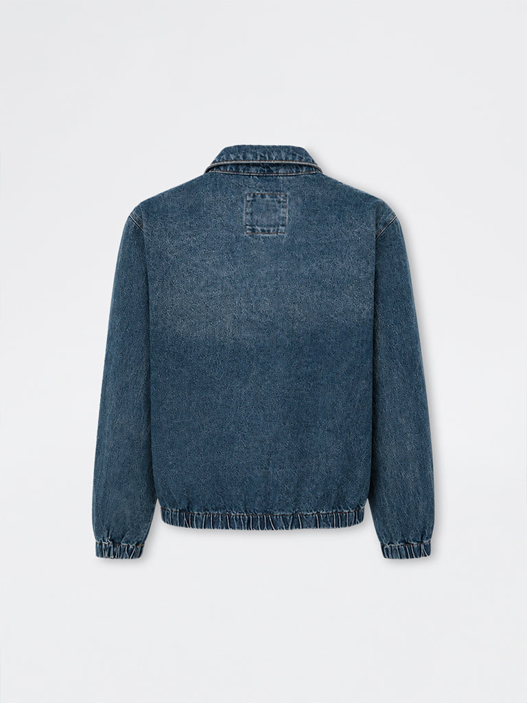 Nuon Blue Washed Relaxed-Fit Denim Jacket
