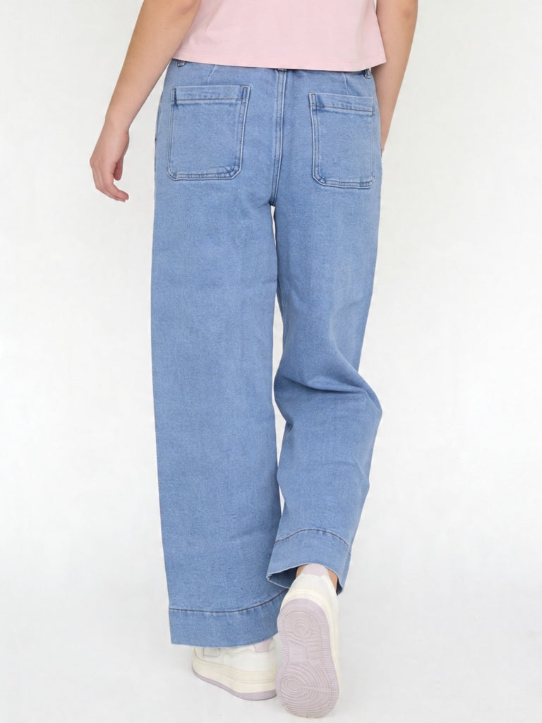 Y&F Kids Girls Light Blue Wide Leg Jeans