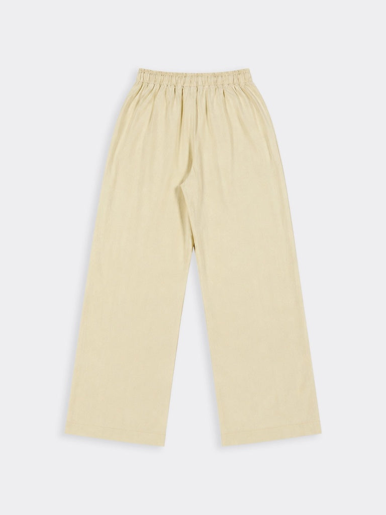 Girls Yellow Solid Waist Wide Leg Trousers