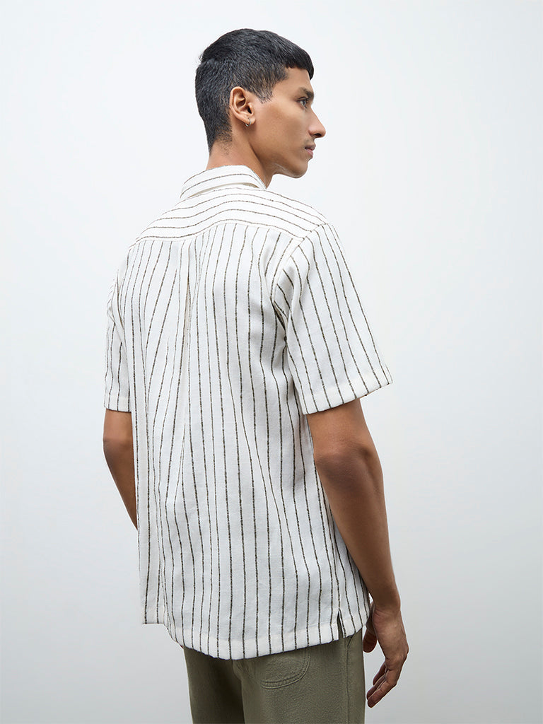 ETA Off-White Striped Relaxed-Fit Shirt