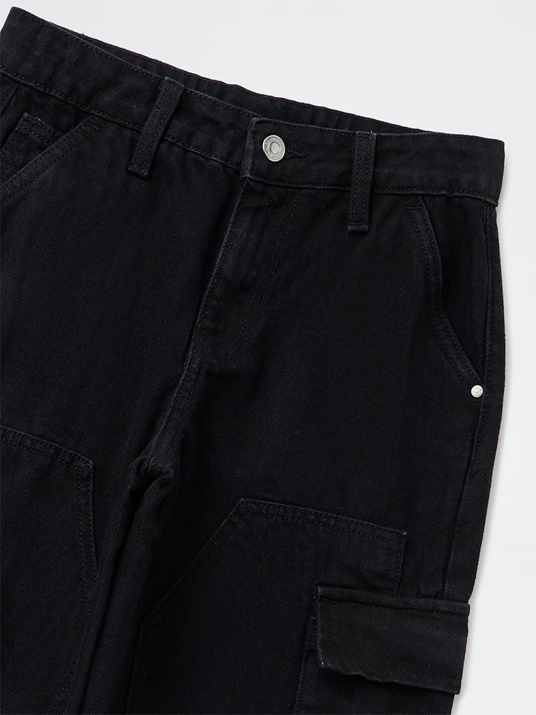 Y&F Kids Boys Black Cargo Jeans