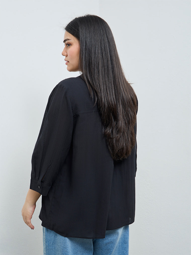 Gia Black Solid Blouse