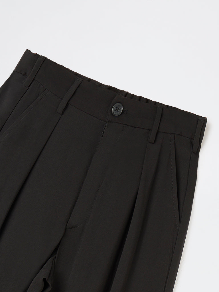 Nuon Black Relaxed-Fit Mid-Rise Trousers