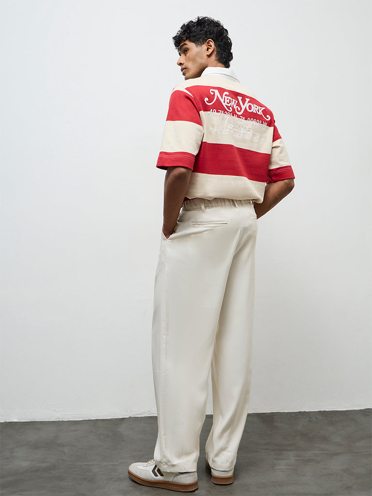 Nuon Cream Relaxed-Fit Mid-Rise Trousers