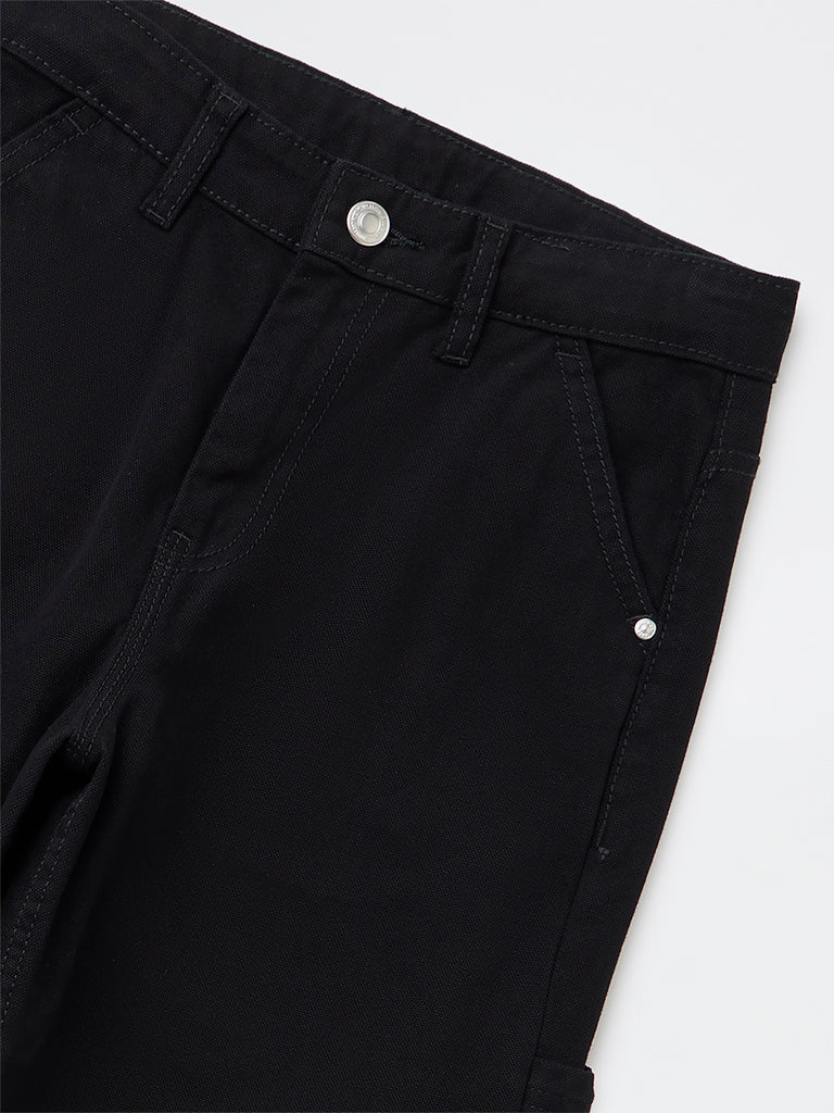 Y&F Kids Boys Black Solid Mid-Rise Denim Trousers