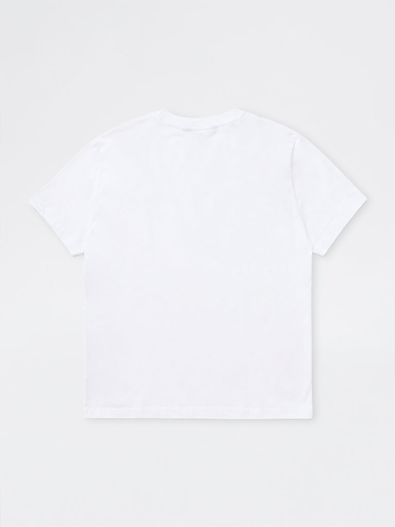 Nuon White Graphic Printed Cotton-Blend T-Shirt