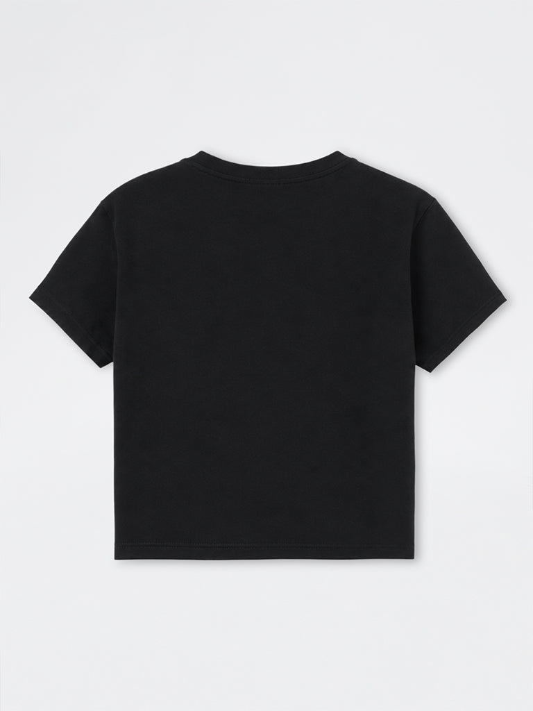 Nuon Black Graphic Printed Cotton-Blend T-Shirt
