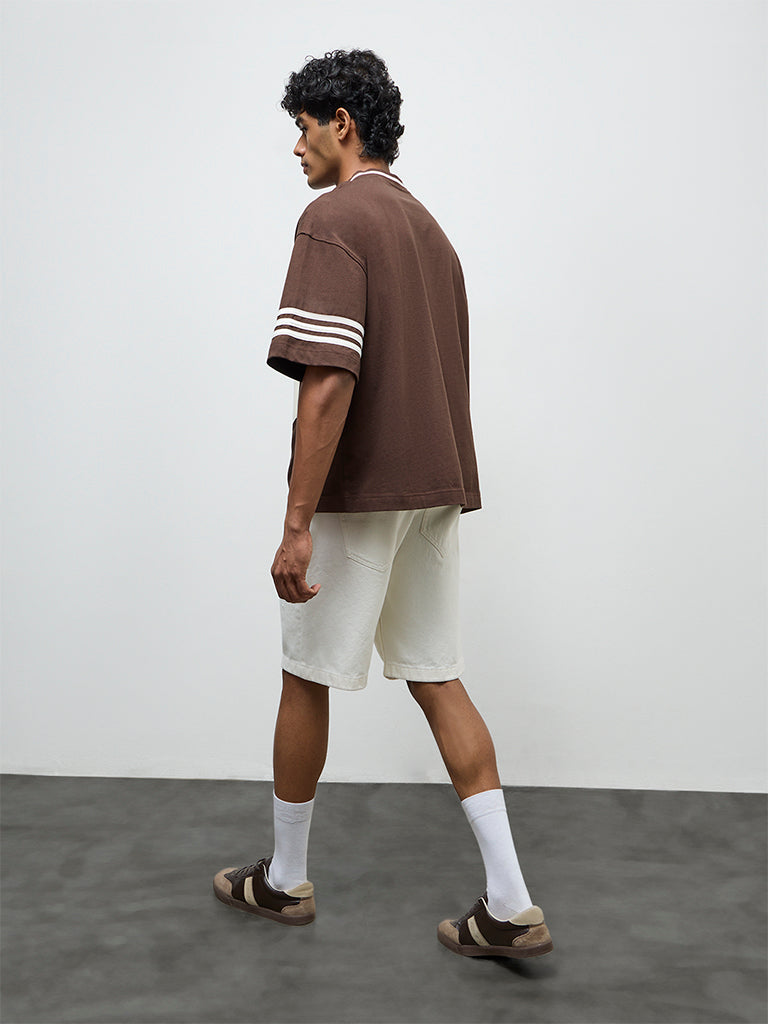 Nuon Off-White Relaxed-Fit Mid-Rise Denim Shorts