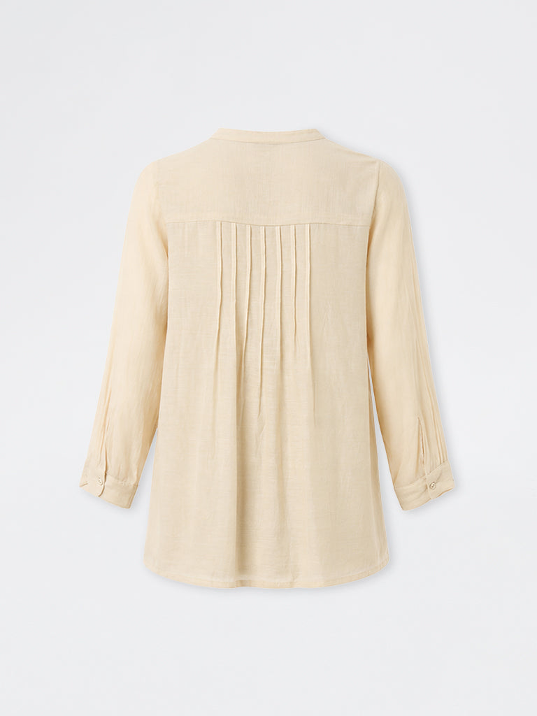 Zuba Beige Embellished Silk-Blend Tunic