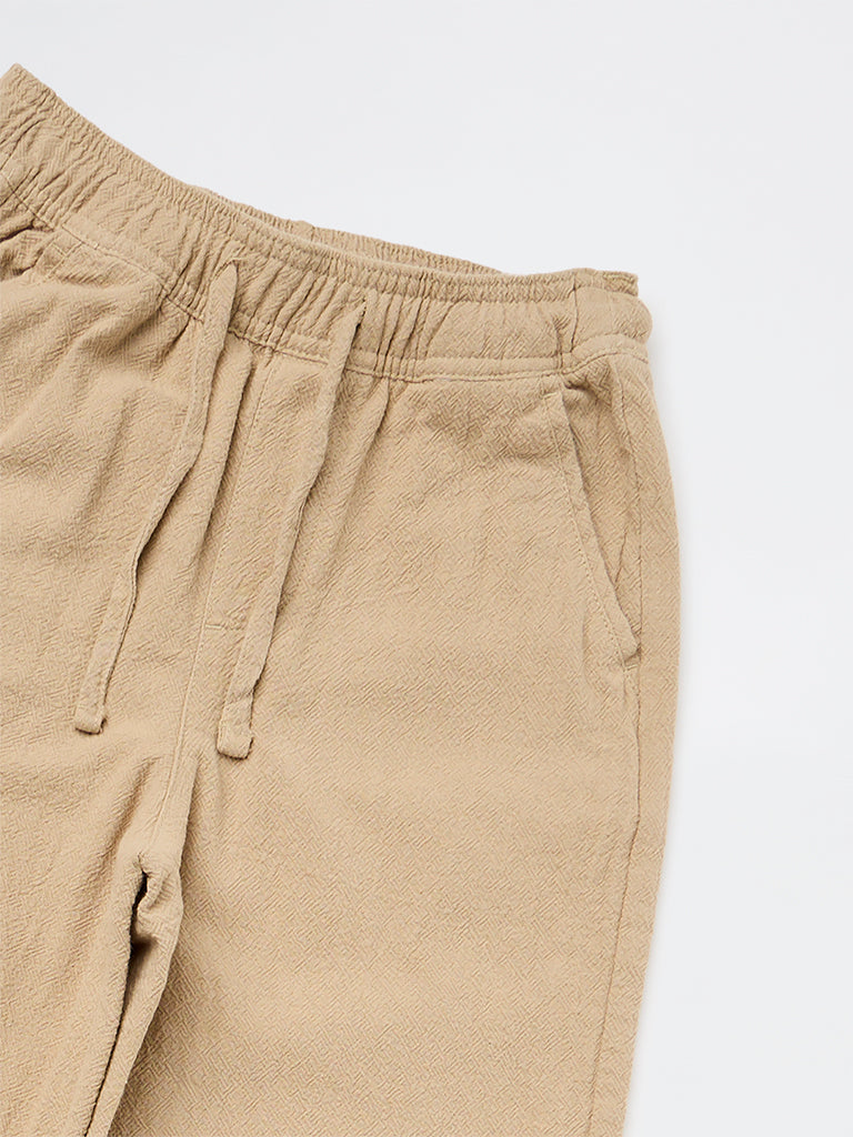 Y&F Kids Boys Taupe Mid-Rise Trousers