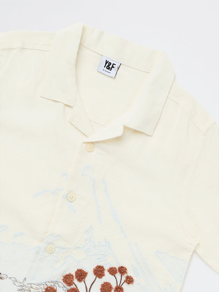 Y&F Kids Boys Off-White Scenic-Inspired Shirt