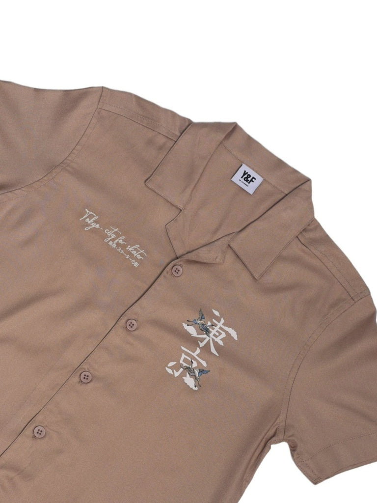 Y&F Kids Boys Taupe Printed Shirt