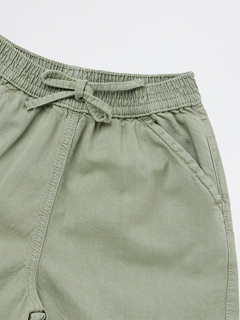 Y&F Kids Girls Sage High-Rise Cotton Shorts