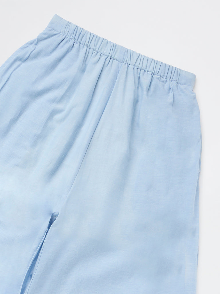 Y&F Kids Girls Light Blue High-Rise Cotton Pants