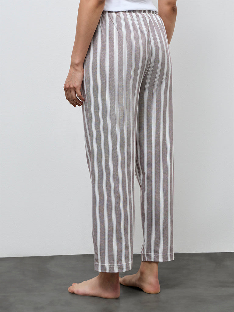 Wunderlove Plum Striped High-Rise Cotton Pyjamas