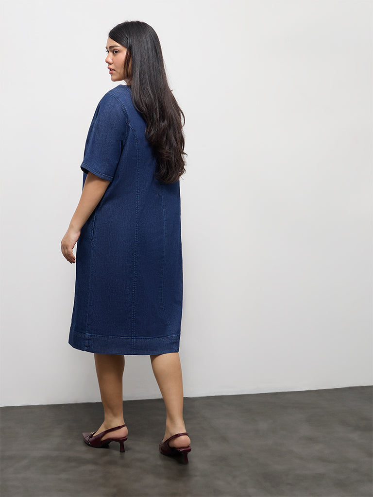 Gia Blue Denim Dark Wash Straight Dress