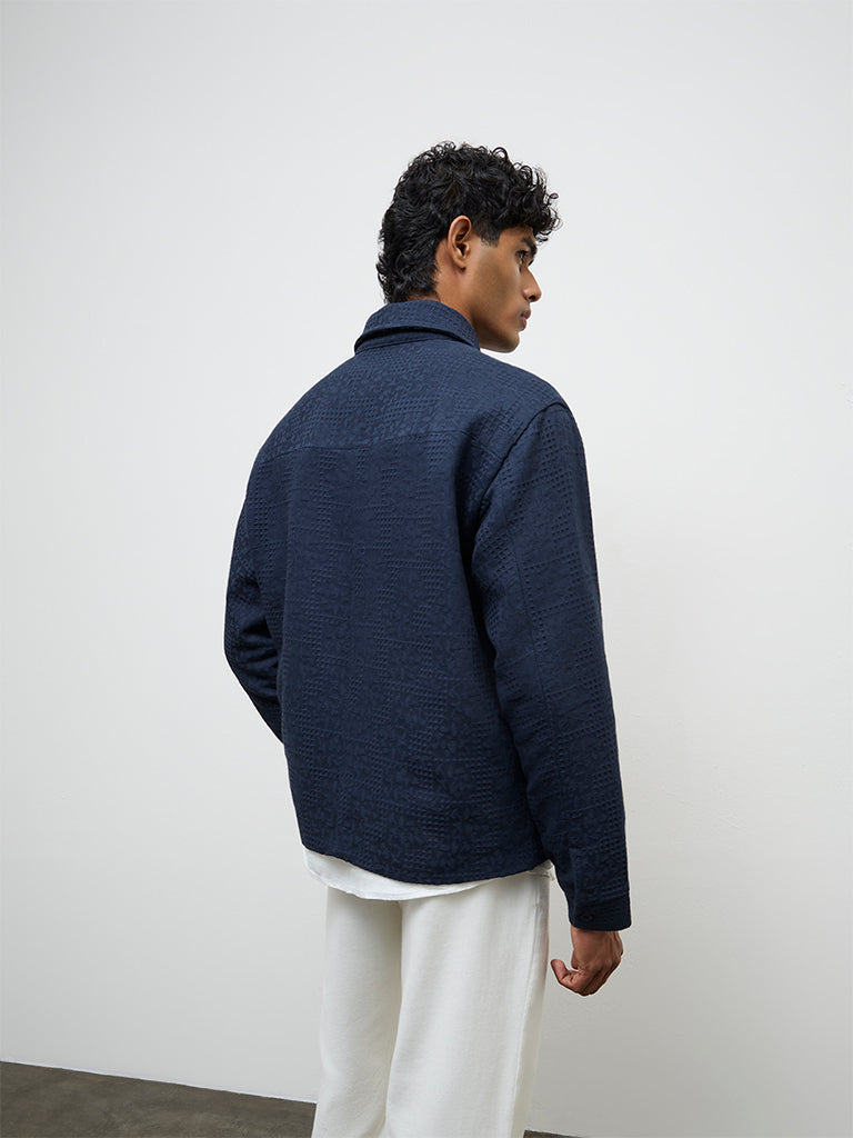 ETA Navy Relaxed Textured Relaxed Fit Jacket