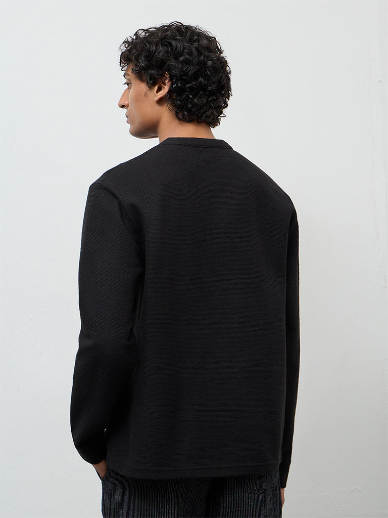 ETA Black Waffle-Textured Relaxed-Fit Cotton-Blend T-Shirt