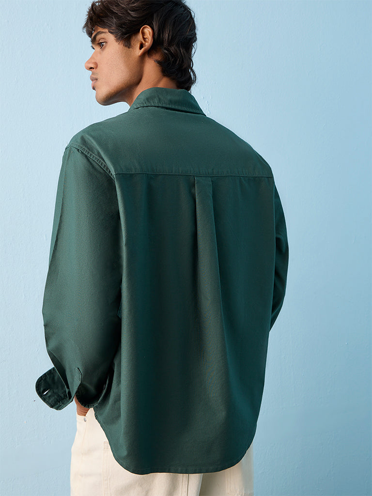 Nuon Green Relaxed-Fit Cotton Shirt