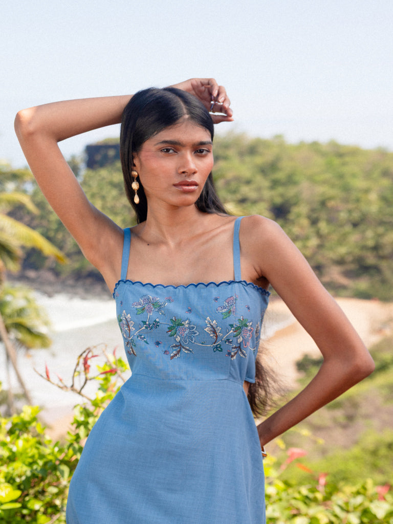 bombay paisley blue dress Buy Bombay Paisley Blue Foliage Printed Cotton A-Line Dress from Westside –  Westside Global