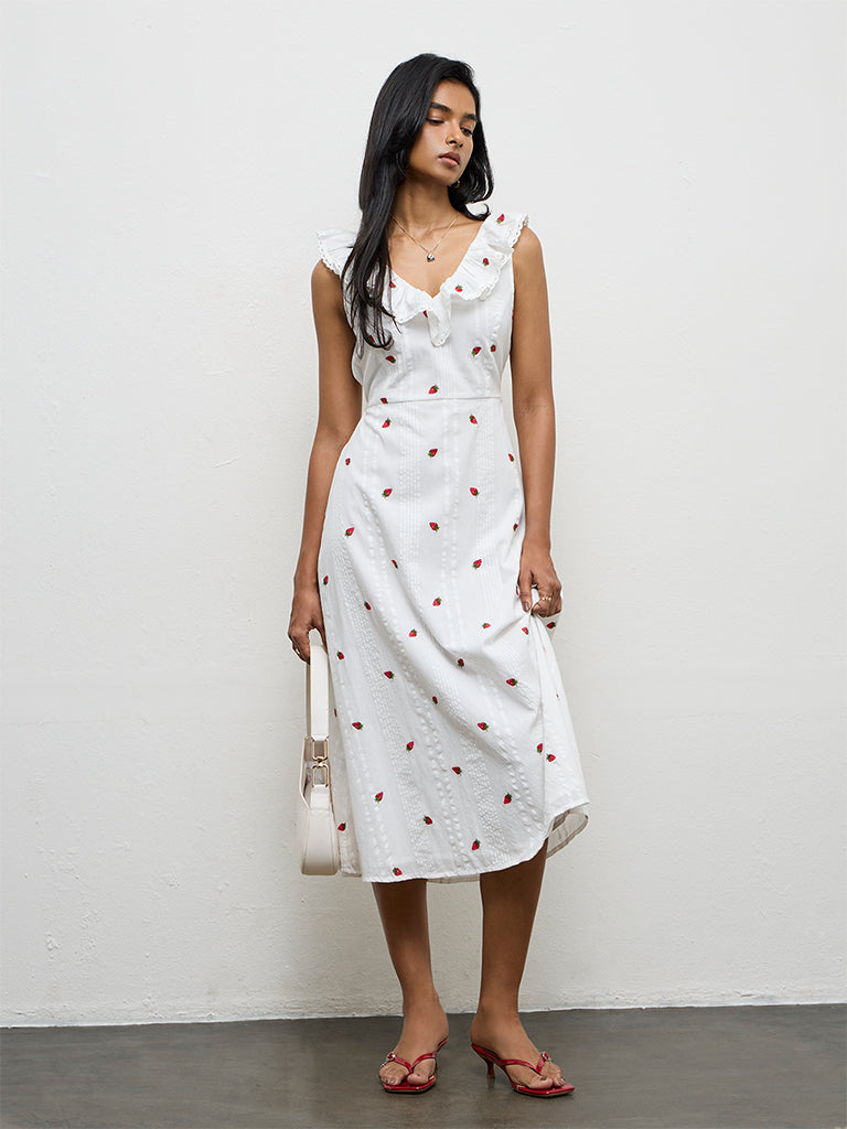 Buy LOV Off-White Embroidered A-Line Dress from Westside – Westside Global