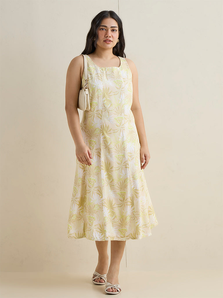 Buy Gia Green Botanical Printed A-Line Dress from Westside – Westside Global